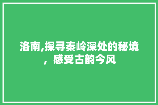 洛南,探寻秦岭深处的秘境，感受古韵今风