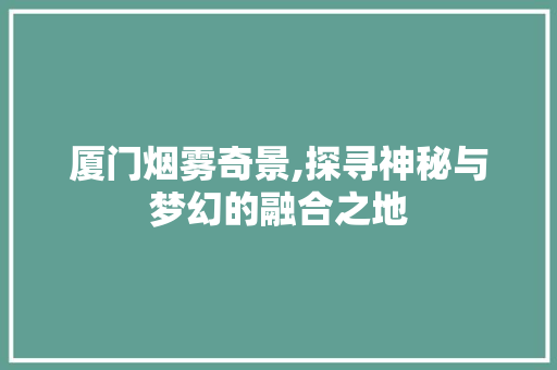 厦门烟雾奇景,探寻神秘与梦幻的融合之地  第1张