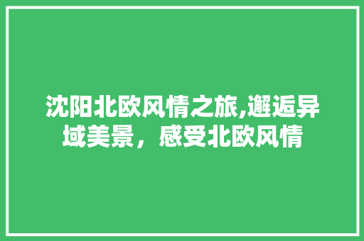 沈阳北欧风情之旅,邂逅异域美景，感受北欧风情