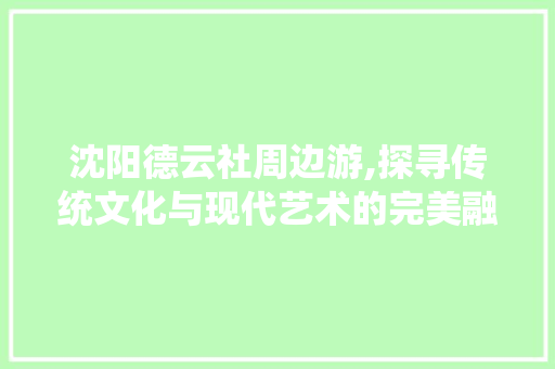沈阳德云社周边游,探寻传统文化与现代艺术的完美融合