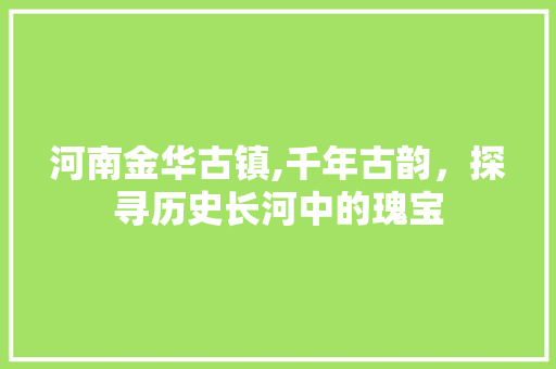 河南金华古镇,千年古韵，探寻历史长河中的瑰宝  第1张