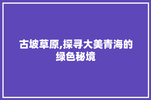 古坡草原,探寻大美青海的绿色秘境  第1张