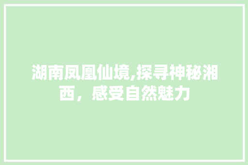 湖南凤凰仙境,探寻神秘湘西，感受自然魅力