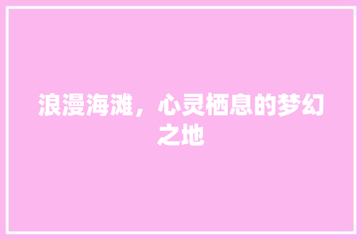 浪漫海滩，心灵栖息的梦幻之地