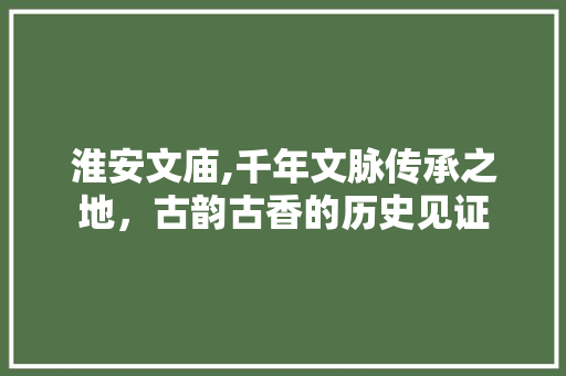 淮安文庙,千年文脉传承之地，古韵古香的历史见证