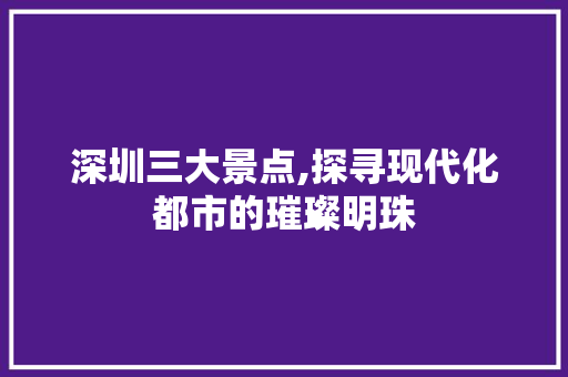 深圳三大景点,探寻现代化都市的璀璨明珠