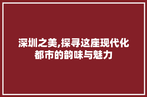 深圳之美,探寻这座现代化都市的韵味与魅力
