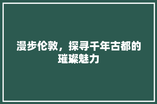 漫步伦敦，探寻千年古都的璀璨魅力  第1张
