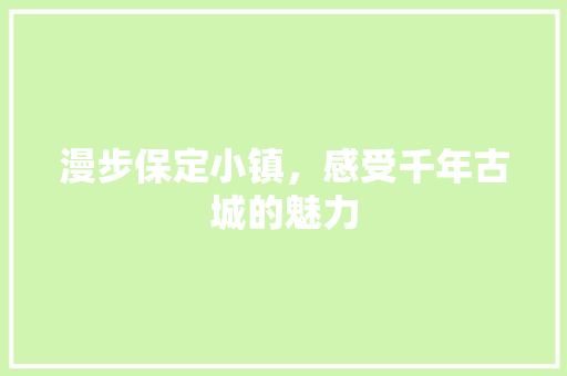 漫步保定小镇，感受千年古城的魅力