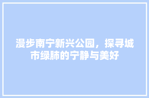 漫步南宁新兴公园，探寻城市绿肺的宁静与美好  第1张