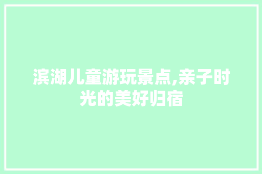滨湖儿童游玩景点,亲子时光的美好归宿