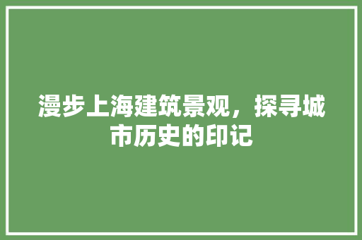 漫步上海建筑景观，探寻城市历史的印记