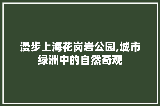 漫步上海花岗岩公园,城市绿洲中的自然奇观