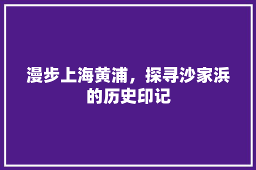 漫步上海黄浦，探寻沙家浜的历史印记