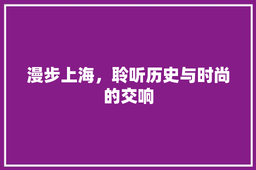 漫步上海，聆听历史与时尚的交响