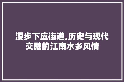 漫步下应街道,历史与现代交融的江南水乡风情