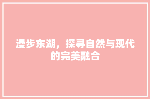 漫步东湖，探寻自然与现代的完美融合  第1张