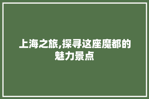 上海之旅,探寻这座魔都的魅力景点  第1张