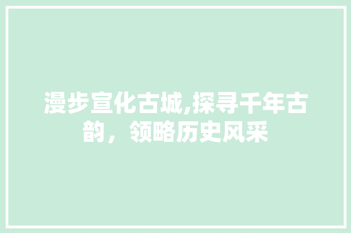 漫步宣化古城,探寻千年古韵，领略历史风采