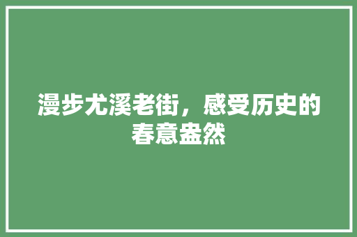 漫步尤溪老街，感受历史的春意盎然  第1张