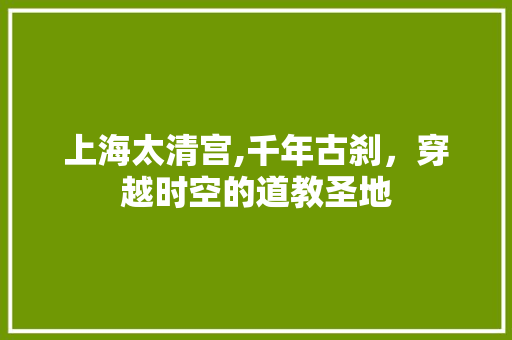 上海太清宫,千年古刹，穿越时空的道教圣地