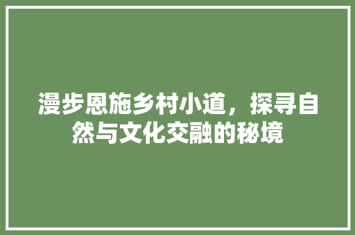 漫步恩施乡村小道，探寻自然与文化交融的秘境  第1张