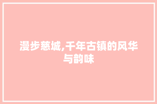 漫步慈城,千年古镇的风华与韵味  第1张