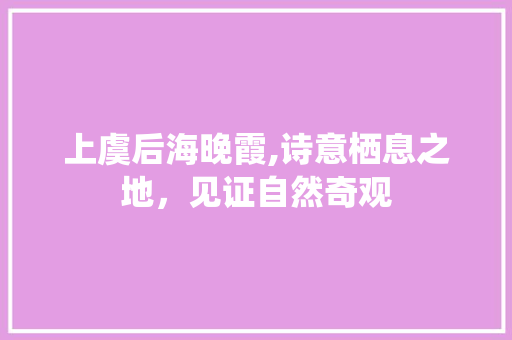 上虞后海晚霞,诗意栖息之地，见证自然奇观  第1张