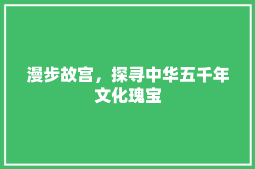 漫步故宫，探寻中华五千年文化瑰宝