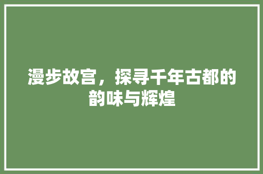 漫步故宫，探寻千年古都的韵味与辉煌