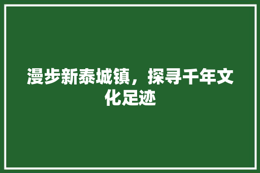 漫步新泰城镇，探寻千年文化足迹