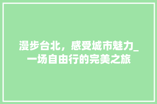 漫步台北，感受城市魅力_一场自由行的完美之旅