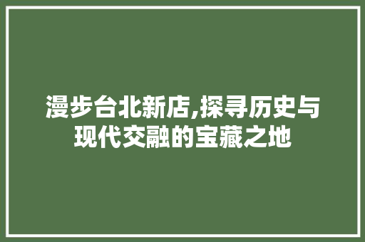 漫步台北新店,探寻历史与现代交融的宝藏之地