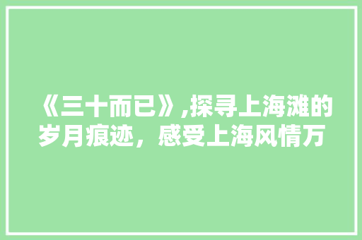《三十而已》,探寻上海滩的岁月痕迹，感受上海风情万种