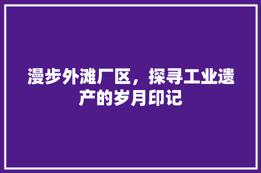 漫步外滩厂区，探寻工业遗产的岁月印记