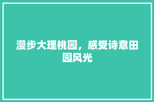 漫步大理桃园，感受诗意田园风光  第1张