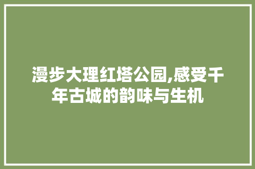 漫步大理红塔公园,感受千年古城的韵味与生机