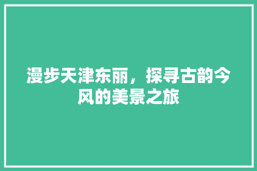 漫步天津东丽，探寻古韵今风的美景之旅