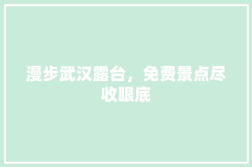 漫步武汉露台，免费景点尽收眼底  第1张