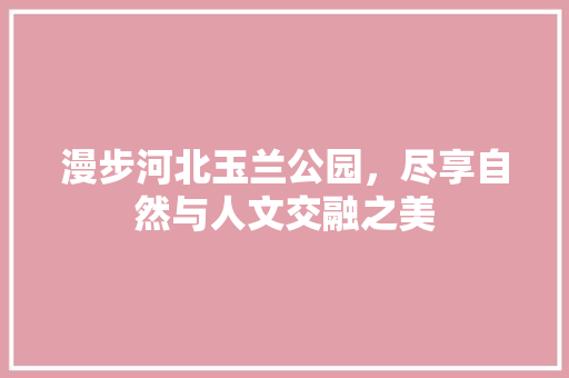 漫步河北玉兰公园，尽享自然与人文交融之美  第1张