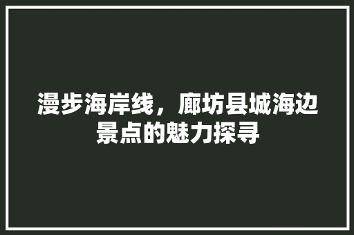 漫步海岸线，廊坊县城海边景点的魅力探寻