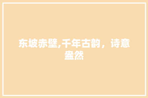 东坡赤壁,千年古韵，诗意盎然