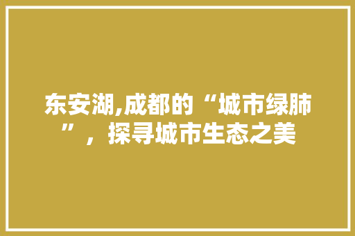 东安湖,成都的“城市绿肺”，探寻城市生态之美
