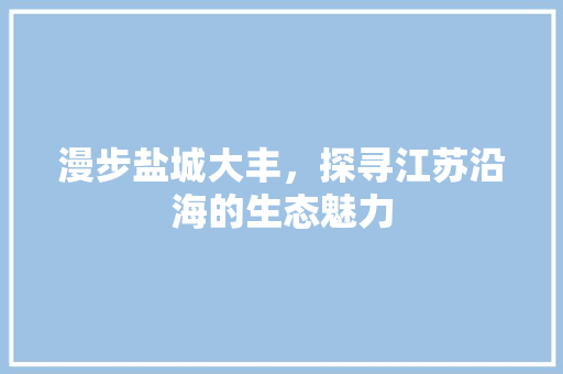 漫步盐城大丰，探寻江苏沿海的生态魅力