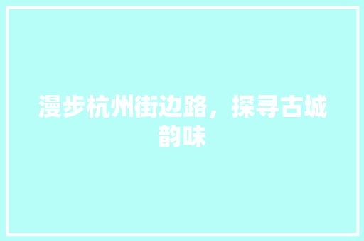 漫步杭州街边路，探寻古城韵味  第1张