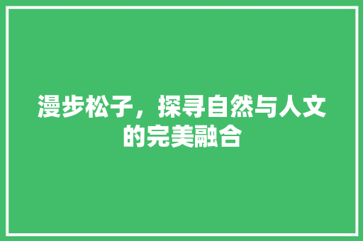漫步松子，探寻自然与人文的完美融合