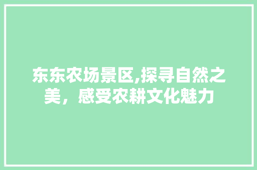 东东农场景区,探寻自然之美，感受农耕文化魅力