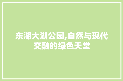 东湖大湖公园,自然与现代交融的绿色天堂