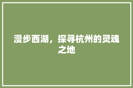 漫步西湖，探寻杭州的灵魂之地  第1张