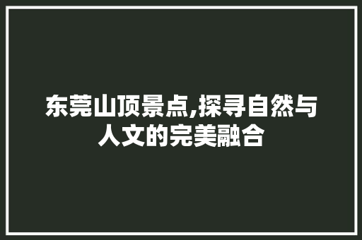 东莞山顶景点,探寻自然与人文的完美融合